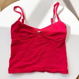 Intimately free people red cropped tank with rose detail
